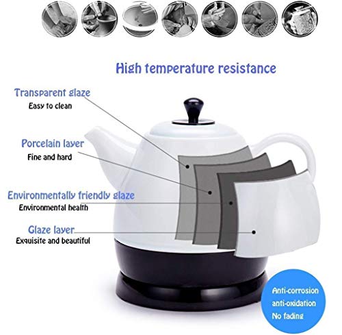 Tetera eléctrica cerámica inalámbrica blanca 1L 1350W miniatura 2