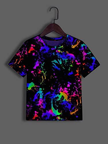 Milumia Boy's 2 Pack Ink Splatter Printed Letter Tape Short Sleeve Tee T Shirts Tops4