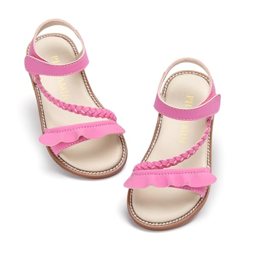 Image of PHIRAMIN Toddler Girl Sandals - Flower Girl Dress Shoes Open Toe Little Kid Flats