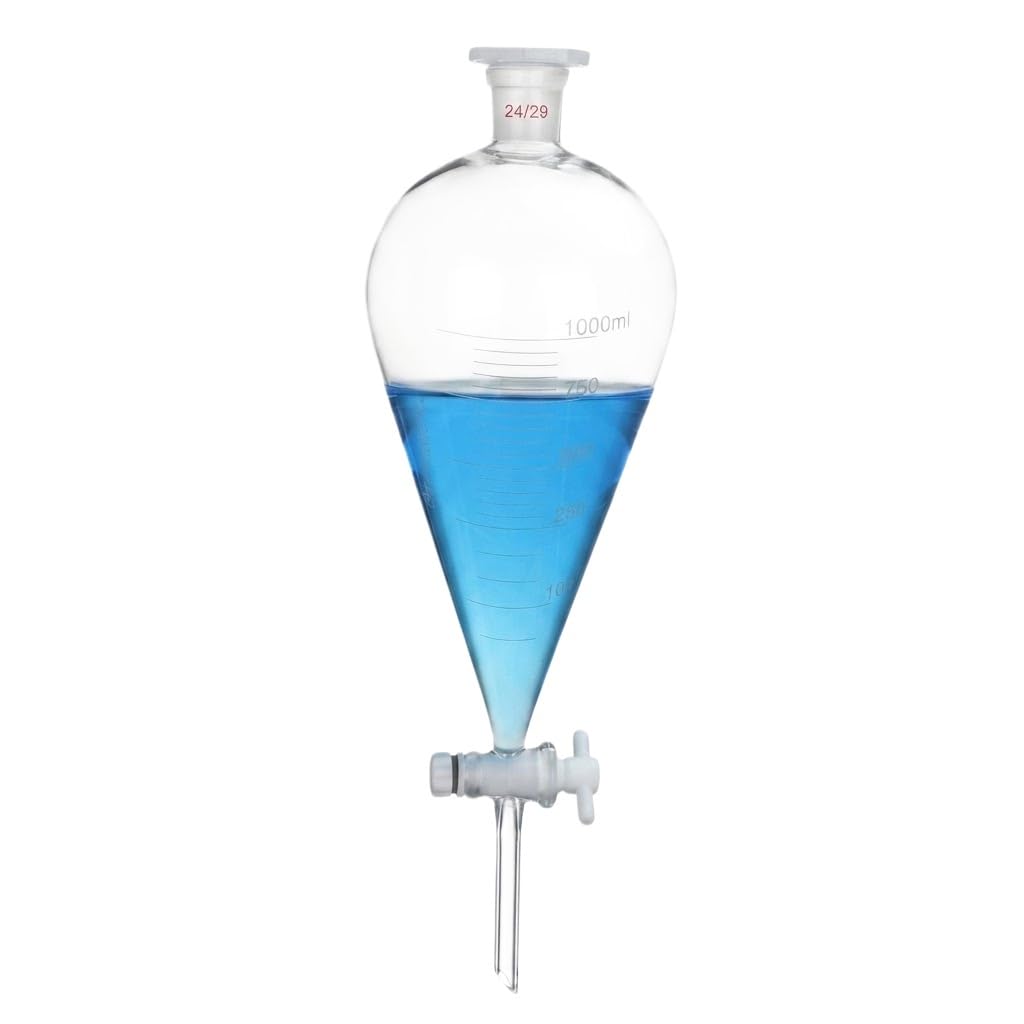Embudo Decantación Vidrio Borosilicato Llave PTFE Matraz Graduado-1000mL 24/29