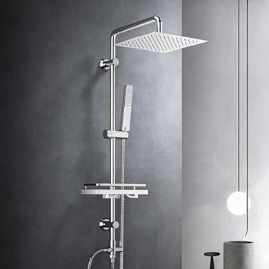 Görbach Colonna Doccia idromassaggio Colonna Doccia Acciaio Inox Senza Miscelatore Fori Muro Regolabili Asta Doccia Gruppo Doccia Colonna Con Soffione e Doccetta Porta Ogetti Mensola 25*25CM Quadrato: vedi il prezzo e le caratteristiche Foto di Görbach Colonna Doccia idromassaggio Colonna Doccia Acciaio Inox Senza Miscelatore Fori Muro Regolabili Asta Doccia Gruppo Doccia Colonna Con Soffione e Doccetta Porta Ogetti Mensola 25*25CM Quadrato