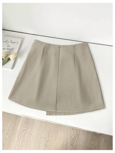 MakeMeChic Women's Wrap Mini Skirt Tie Side Asymmetrical Work Office Skirts2