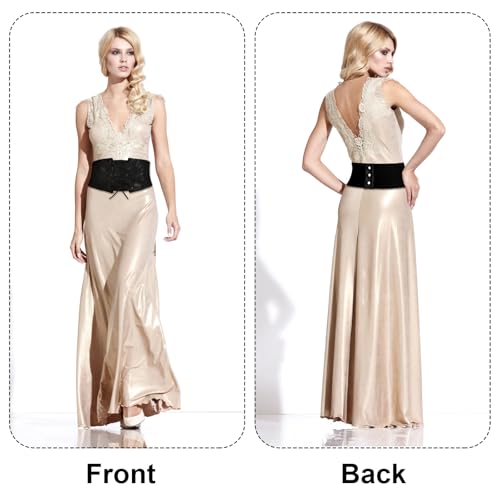 Corset Belt for Women, Black Wide Elastic Pirate Waist Corset Lace up Waspie Belt Lace Halloween Waist3