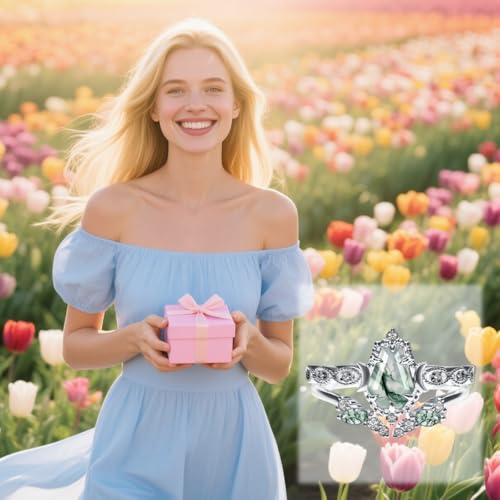 1-4 CT Black Gold Moss Agate Ring Set for Women, 10K 14K 18K Gold/925 sterling Silver Nature Inspired Agate Ring Unique Leaf Bridal Wedding Ring Sets Gift for Bride Wife Mom4