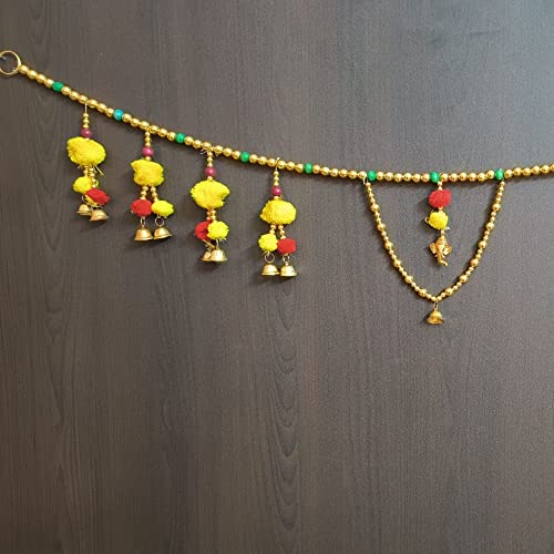 Image of Handmade Door Hanging Round Moti Style Bandarwal Toran (TMR-06) -Diwali New Year Inauguration Wedding Festival Home Decor Pooja (40 Inch X 6 Inch)