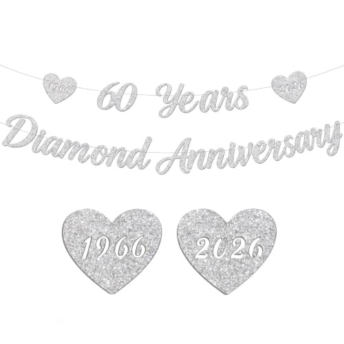 60th Diamond Wedding Anniversary Decorations Bunting Banner 1966-2026