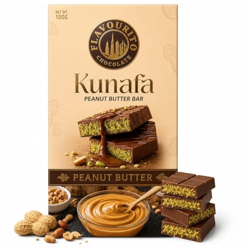 Image of Flavourito Kunafa Pistachio Chocolate Bar 100g, Satisfying, Sharp Snap Of Smooth Milk Chocolate that Gives Way to a Creamy, Rich, and Nutty Pistachio (Kunafa Peanut Butter) DECADENT FOODS