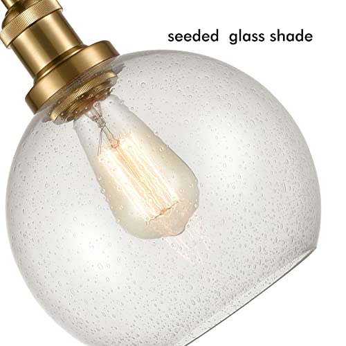 Image of YUBOLE Modern Brass Seeded Glass Pendant Lights Golden Finish Kitchen Pendant Lighting Fixture Dimmable Hanging Pendant Lighting