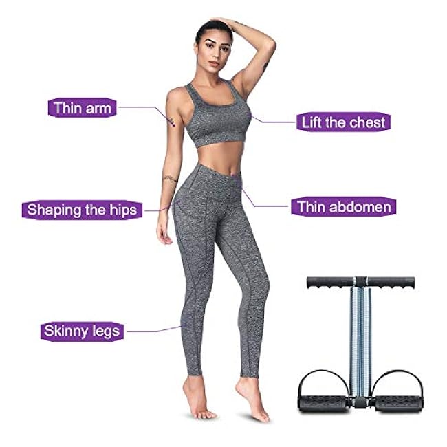 Elastic Sit Up Equipment, Pull Rope Dual Spring Tension Foot Pedal Sit Up Equipment for Abdominal, Leg Exerciser Tummy Trimmer Sport Fitness Slimming Training Bodybuilding at Home Gym