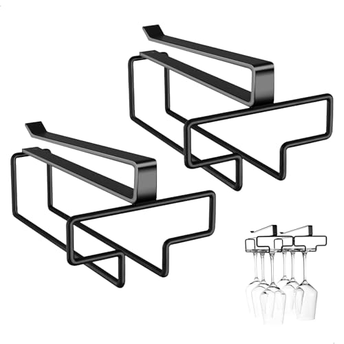 lemgyiamz Porte Verres Suspendu, Bar Vin Verre Porte Tasse, 2 Pièces Placard Cuisine Support Verre a Pied Suspendu Pas Besoin de Percer, pour Cuisine avec...