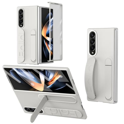 Coque Z Fold 4 avec protection écran intégrée anti-rayures et dragonne pratique couleur blanc
