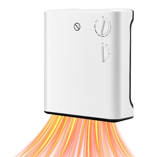 VEVOR Smart Wall Heater, 1500W Electric Wall Mounted Heater with Knob Adjustment, 3 Modes, Portable Design with Anti-Tipping and Overheat Protection, for Bedroom, Living Room, Office, Bathroom, White