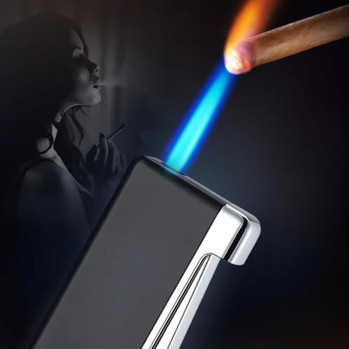 Encendedor a llama de soplete resistente al viento negro miniatura 2