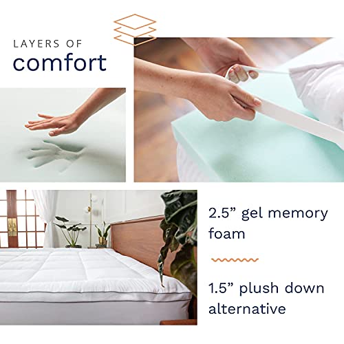 Viscosoft 4 Inch Pillow Top Memory Foam Mattress Topper Twin Xl - Dorm Room Essentials Extra Long - Made In Usa - Serene Dual Layer Pad #TOP2