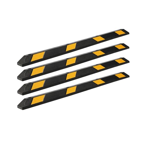 EliteEdge 4 Packs 72 Heavy Duty Rubber Parking Curb 55000 LBS Capacity Parking Stopper with Reflective Stripes