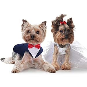 IDOMIK Dog Tuxedo Suit for Small Medium Large Dogs, Formal Dog Tuxedo Vest Suit with Detachable Bow Ties Collar & Bandana Scarf Set, Dog Wedding Attire Shirt for Birthday Party Costume Navy IDOMIK Dog Tuxedo Suit for Small Medium Large Dogs Formal Dog Tuxedo Vest Suit with Detachable Bow Ties Collar Bandana Scarf Set Dog Wedding Attire Shirt for Birthday Party Costume Navy