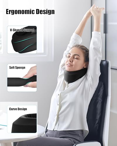 Image of Neck Brace for Sleeping - Cervical Collar Relief Neck Pain and Neck Support Soft Foam Wraps Keep Vertebrae Stable for Relief of Cervical Spine Pressure for Women & Men Jet Black Small Size