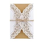 ZUGLQYSX Invitaciones Boda 50 Uds. Kits De Tarjetas Invitaciones Boda Cortadas Con Láser Papel Sobres Felicitación Y Regalos Cumpleaños Suministros Decoraciones For Fiestas(Yellow)