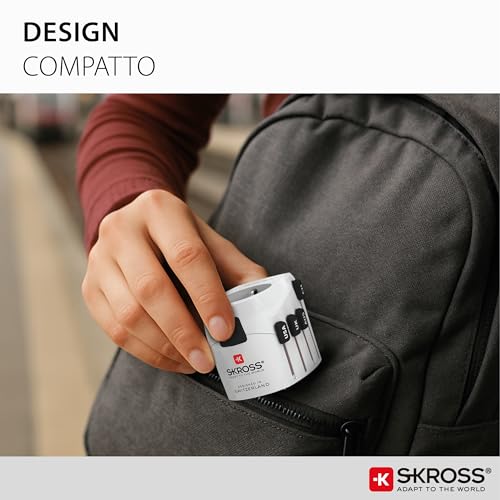 Image of SKROSS - 1.103145 | Pro | Universal Travel Adapter 2-3 Pole for Schuko. Voltage and Rated Power: 100V - 630W / 250V - 1575W - Protection against electric shocks
