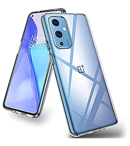 Image of Soft Flexible Silicone Back Cover Compatible with OnePlus 9, Transparent Case + Screen Guard