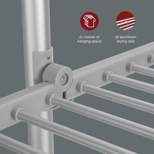 Rediffusion Clothes Airer, 3 Tier, Electric, 36 Heated Rails, 21m Hanging Space, 30kg Weight Capacity, Indoor Airer, Energy Efficient, 147 x 73 x 70cm, Silver - REDH08 - Image 7