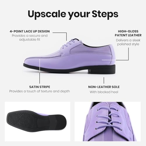 Image of Viotti 179, Casual Dress Oxford Shoes for Men, Satin Striped Lace-Ups, Men's Business Casual Leather & Satin Shoe, for All Formal Occasions
