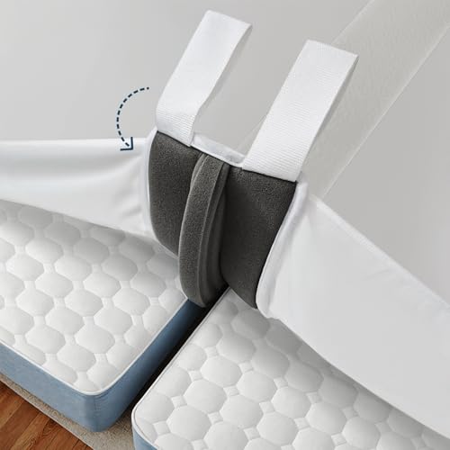 FeelAtHome Kit de conversion de pont de lit 3 en 1 pour lit jumeau XL à King | Comble d'espace avec drap-housse attaché et sangles | Connecteur de matelas...