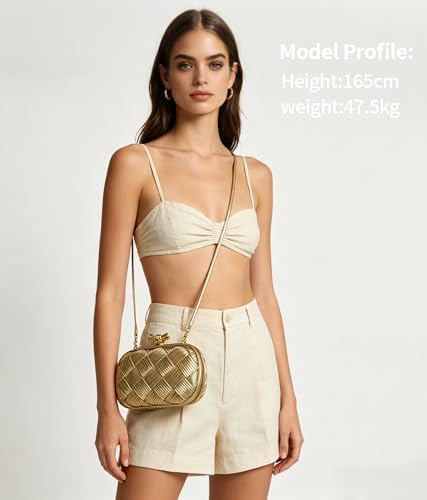Image of Clutch Purses for Women, Vegan Leather Evening Handbag with Gold Chain