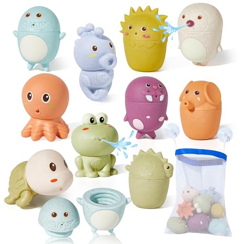 Image of Bath Toys for Babies 6-12 Months, 10PCS Baby and Toddler Bath Toy Squirts Ocean Animals Bathtub Float Toy, Easy to Clean, Water Table Toys