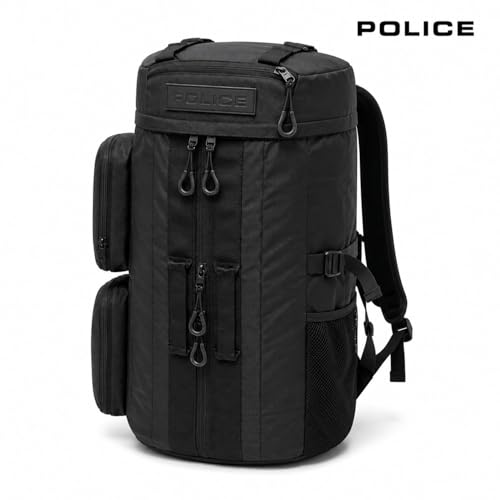 Image of POLICE Premium 30L Duffle Backpack for Men & Women | Spacious Travel Backpack with Multi Utility Compartments | Large Capacity Weekender & Adventure Travel Bag I Black