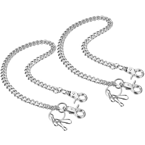 2 Pcs Cadena Pantalon Punk, Cadena para Pantalones, Cadenas para Billetera Hombre y Mujer, Cadenas Llaveros de Metal para jeans, pantalones, ropa, motociclista, cinturón de motocicleta(50 cm)