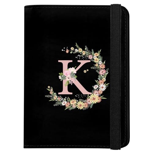Cute Passport Holder and Holder Combo Passport Cover with RFID Blocking Women Men Compatible Wallet Credit Card Protector (Initial Monogram-K)