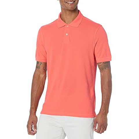 Amazon Essentials Polo de Piqué de Algodón de Ajuste Entallado Hombre, Naranja Coral, L Cover