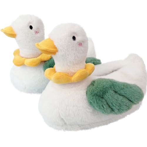 Caramella Bubble Women Cute Duck Animal Slipper for Adult Fuzzy Warm House Slippers Novelty Fluffy Home Shoes Ladies Girls Winter Slippers Indoor Outdoor