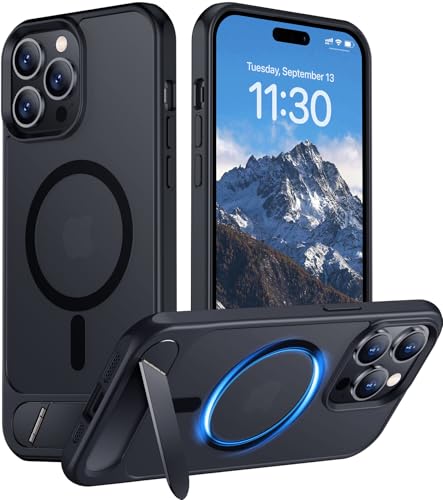 Image of Magnetic Compatible with iPhone 14 Pro Case, [Built-in Invisible Kickstand][Compatible with MagSafe] [Military Grade Shockproof] Slim Translucent Matte Phone Case for iPhone 14 Pro 6.1 inch