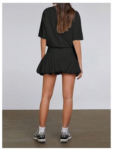 SOLY HUX Women's Bubble Mini Dress Short Sleeve Crewneck A Line Y2k Going Out Summer Dresses2