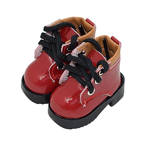 niannyyhouse Muñeca de peluche de 15 cm, zapatos de piel de tacón alto, longitud de 5 cm, accesorios de muñeca de 6 pulgadas (rojo)