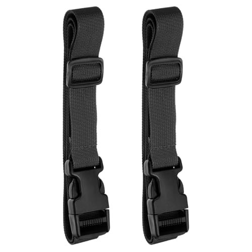 Image of HARFINGTON 2pcs Luggage Straps 1 inch x 118 inch Utility Multi-Purpose Luggage Connector Strap Nylon Adjustable Suitcase Belt with Buckle for Travel Outdoor Bag Luggage Packing Accessories, Black