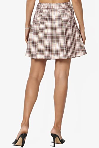 TheMogan Check Plaid Stretch Twill Elastic High Waist Pleated A-line Mini Skirt2