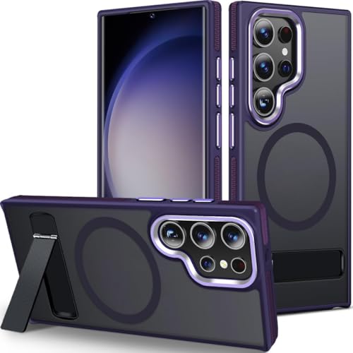 MALEWOLF for Samsung Galaxy S23 Ultra Case, Compatible with MagSafe, Magnetic Stand, Ultra Slim Non-Slip Phone Cover, Military-Grade Drop Protection for Galaxy S23 Ultra Case (Dark Purple)