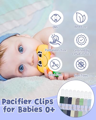 Image of babygoal Baby Pacifier Clips 8 Pack, Pacifier Holder Clips for Boys and Girls Fits Most Pacifier and Binkies-Neutral Color