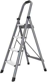Ladder Step Ladders Step Ladder 4 Step Folding Step Stool with Sponge Armrest and Anti-Slip Pedal Hold Up to 330lb Metal Stepladders Portable Step Stool