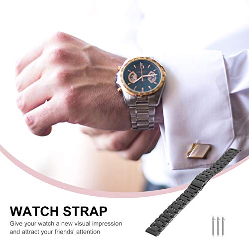 VILLCASE Preto Compatível para Galaxy Relógio 3 Faixa De Relógio de Metal Relógio Pulseira de Tiras
