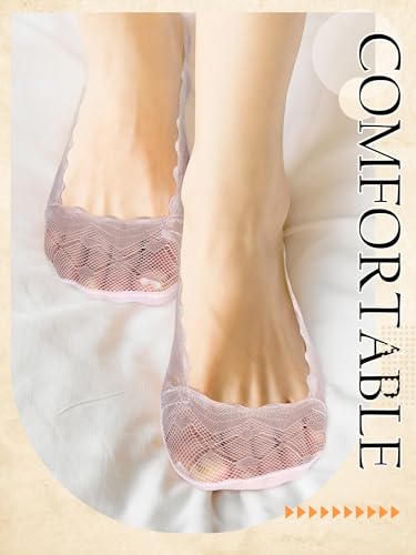 Image of 10 Pairs Womens Lace Ankle Socks Non Slip Low Cut and No Show Lace Socks Sets for Loafers Flats