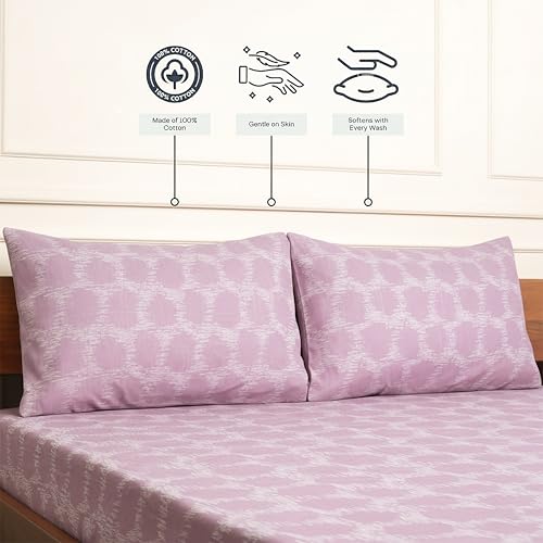 Image of Amazon Brand - Umi Cotton Elastic Fitted Bedsheet, King Size 78x72 Inches, Elastic Fit Bed Sheet, 10 Inch Deep Pocket, Soft Breathable Bedding, Durable Easy Care, with Pillow Cover-Glitch Aura