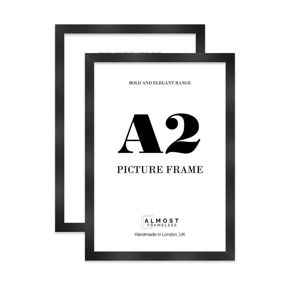 A2 Photo Frame, Display A2 Pictures (42 x 59.4cm - 16.5 x 23.4in) Picture Frame for wall Display - Black - 2 Pack
