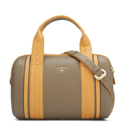 Image of Da Milano Leather Satchel Bag for Women - Greyish Taupe