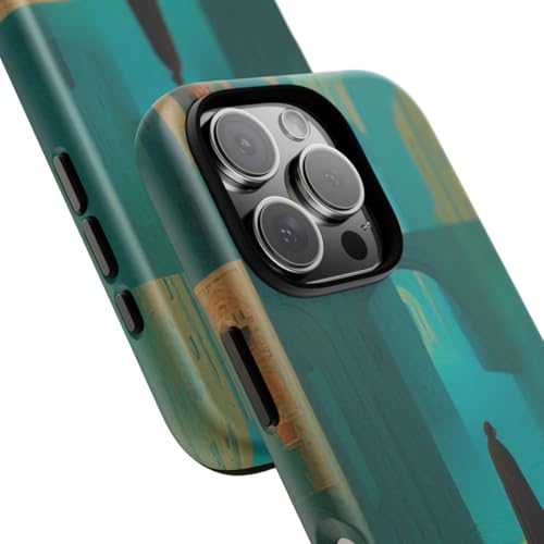 Coque mate bleu sarcelle paysage urbain surréaliste iPhone 16 Pro - 2