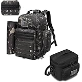 DBTAC Military Style Diaper Bag (Black) + Tactical Lunch Bag (Black), Durable Material with Large capacity, Multi-functional Design