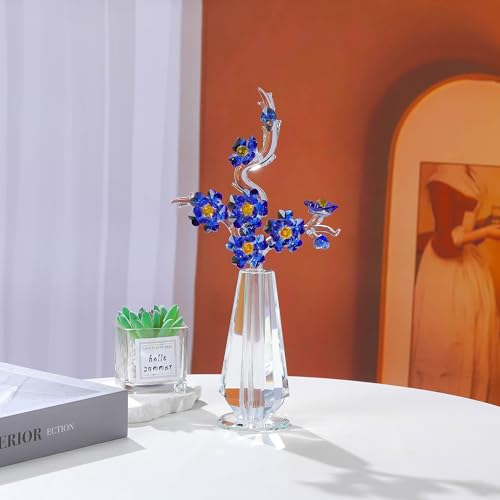 Fleurs de cerisier en cristal avec vase en verre pour décoration de table - 5